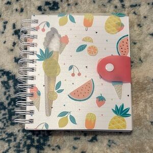 Fruit-Themed Spiral Notebook with Pink Closure with Ice cream pen NWT